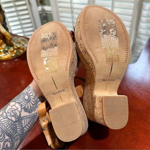 Dolce Vita Randi Wedge Platform Sandals Zebra Printed Calf Hair Size 8 - Picture 10 of 12